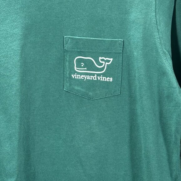 Vineyard Vines Tee Shirt Mens Small Green Cotton Long Sleeve Candy Cane Logo - Picture 2 of 11